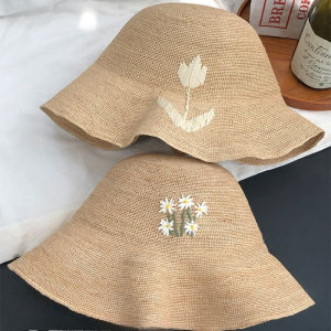 2026New Natural Raffia Hand-woven Sun Hat for Women Summer Sun Protection UV Wide Brim Beach Straw Hat Korean Designer Block Hat2026
