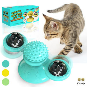 Turntable Teasing Interactive Pet Toys Windmill Cat Toy for Cats with Suction Cup Scratching Tickle Cats