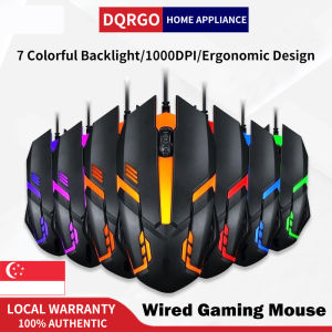 DQRGO [SG Stock] 3D USB Optical Wired/Wireless Gaming Mouse With 7 Colours Rainbow RGB LED Light & 1200 DPI Sensor Cool High Performance Gaming Ergonomic Mice for Computer Notebook Laptop Office PC Home