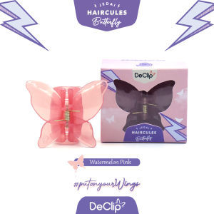 DeClip Jedai Butterfly Haircules Jepit Kupu Gigi 4 Ukuran 45cm Warna Watermelon Pink