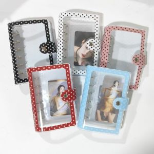 PHYSILOLOGY UNINHABITED86ED8 A7 A7 Binder Cover Polka Dot Clear Polka Dot Clear Binder Durable PVC Loose-Leaf Notebook Cover Kpop Photocard Collection