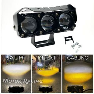 Lampu Tembak Laser Foglamp SQL 3Mata Non Kipas Mata Q5 mobil motor UNIVERSAL Superbright Hi Low Waterproff