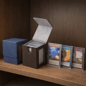 CANICECA PU Window Collection Box Stain-resistant ic Closure Card Deck Box High Quality with Lid Trading Card Storage Box