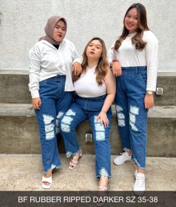 CELANA JEANS WANITA 7/9 BF RUBBER RIPPED SERIES -SYS CLOTHIER