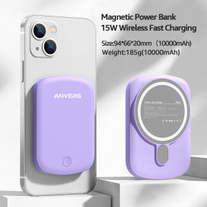 Anvers Magsafe PowerBank 10000mAh Battery Pack Qi2 15W Fast Charging Wireless Magnetic Power Bank Portable Charger for iPhone 16/15/14/13/12 Pro/Max