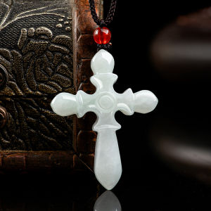 TIMESWIND with Certificate Natural Jade White Green Cross Fashion Women Necklace Y1N
