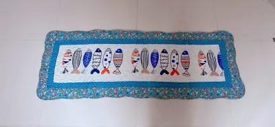 HomeFouyou พรมปูพื้น วินเทจ ผ้าฝ้ายCotton ขนาด50x135cm มีปุ่มกันลื่นด้านหลัง ซักปั่นเครื่องได้ รหัส083.