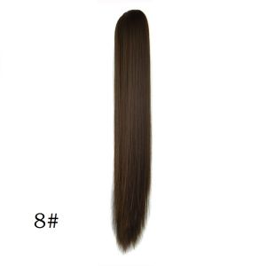 24inch Synthetic Long Straight Claw Ponytail Clip In Hair Extensions Natural Black Wigs