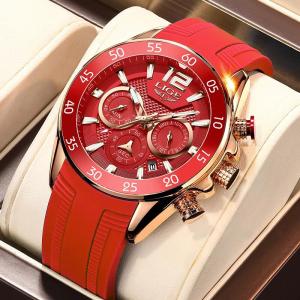 LIGE Đồng Hồ Nam thời trang giới sang trọng Ngày thể thao silicone Chống Nước Chronograph Đồng Hồ Nam Đồng hồ thạch anh + Hộp