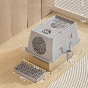 NEXASHOP Oversized Cat Litter Box Stainless Steel Anti-splash Cover Cat Toilet Cleaning Basin  Semi-enclosed Cat Bedpans Pet Supplies