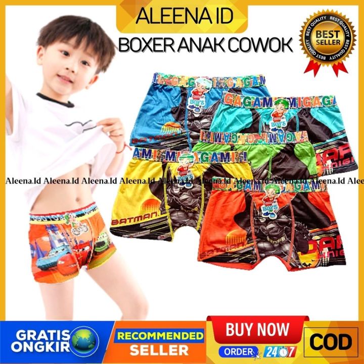 6 Pcs Celana Boxer Anak Laki Laki - Fashion Anak Laki Laki - Pakaian Dalam - Celana Dalam Motif - Random Motif & Warna - Celana Dalam Anak Laki - Laki Boxer