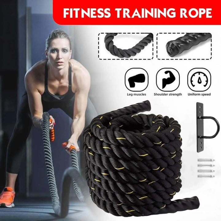 Battle Ropes with Anchor Strap Kit and Exercise Poster – Upgraded