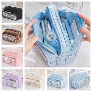 GONUUWGL Multilayer Transparent Pencil Case Large-capacity Transparent Pen Pouch Multi Pocket Marker Pouch Pencil Bag School Supplies