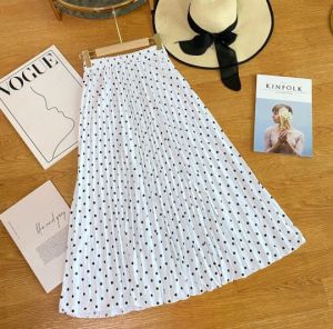 ROK PLISKET TANGGUNG MOTIF POLKADOT Bawahan Wanita Rok Plisket Panjang Wanita Motif 2024 Lebaran