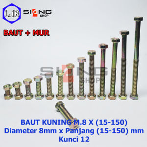 Baut Kuning M8 panjang 15 sd 150mm