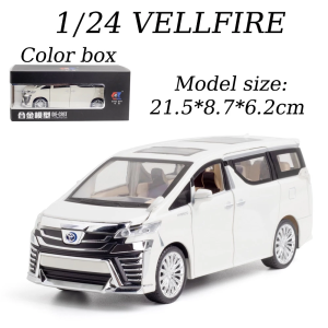 1:24 Scale Toyota Vellfire MPV Alloy Car Model Light & Sound Effect Diecast Car Toys for Boys Birthday Gift Kids Toys Car Collection