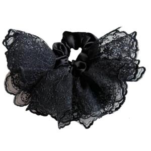Đôi thanh lịch Ruffle hairband ren pháp thiết kế giấu đuôi ngựa co giãn chủ ren ngọt ngào dây buộc tóc cho cô gái