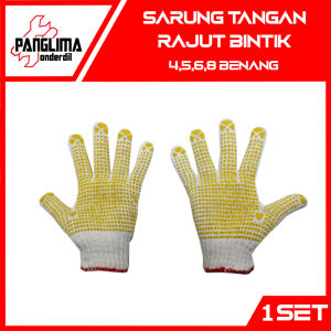 Sarung Tangan Rajut Bintik 4 6 8 5 Benang MotorPabrik Bangunan Serbaguna Tebal Pelindung Cover Katun 1 Set Sepasang