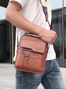 Mens crossbody bag high-end mens shoulder bag vintage business backpack portable bag for outings casual mens bag