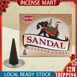 HEM Sandal Incense Cones (10Pcs Per Box / with Holder) Original Imported From India