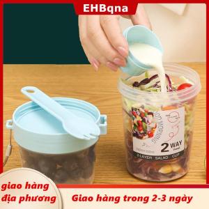 [COD] EHBqna 3PF Ship within 24 hours Bữa ăn sáng trái cây Yến Mạch Sữa chua salad cup với nắp và muỗng hai lớp thực phẩm lưu trữ Bento hộp thể Dục Giảm Béo côn bát