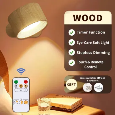LED Rechargeable Wall Lamp Magnetic Night Light With Remote 3 Color Dimming Lights Indoor Decor Lamp