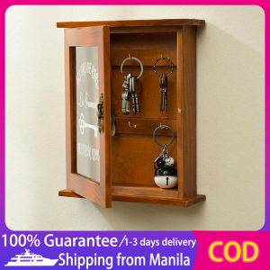 【COD+Local Delivery】Vintage Style Wooden Key Storage Hanging Hooks Key Box Home Decor Key Holder Wall Mounted Box Entrance decoration crafts