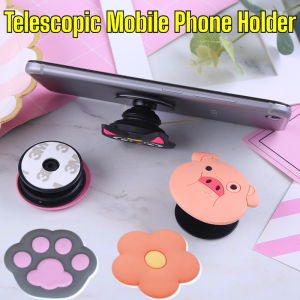 Retractable Phone Grip Ring Holder Universal Foldable Stand with Cute Cartoon Design Phone Bracket for All Phones