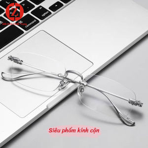 Kính cận thị form không viền 2 màu bạc và vàng ánh kim to vừa đủ độ cận mã T5208