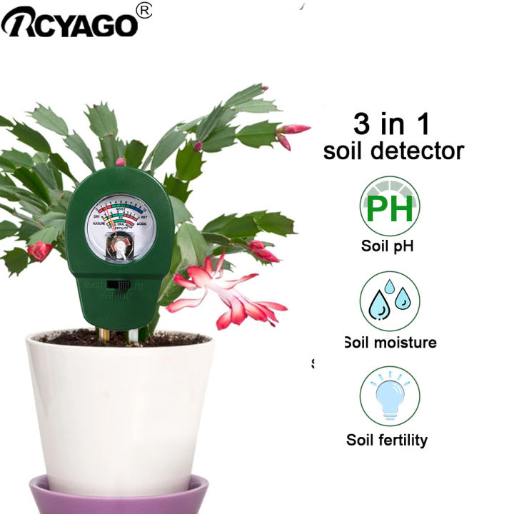 RCYAGO 3 In 1 Soil Fertilizer Meter Soil PH Meter Moiture Soil Tester ...