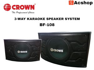 CROWN BF-108 3-WAY KARAOKE SPEAKER SYSTEM 2 PCS WITH 600 WATTS.