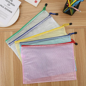 【New Arrival】 Waterproof PVC Mesh Zipper Bags 5 Pieces Cross Stitch File Organizer for School and Office Storage