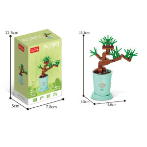 BETTIE DIY Flower Block Cina Pot Tanaman Buket Blok Bangunan Mainan Block Bricks Mini Mainan