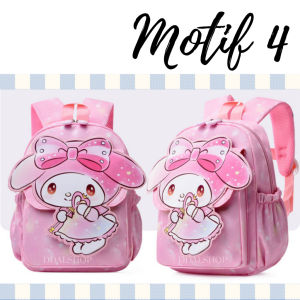 Tas Sekolah Anak Perempuan Bag Ransel 3DKarakter Sanrio Kuromi Hello Kitty Backpack Waterproof Nilon