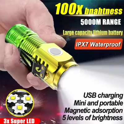 lampu suluh Light up the forest LED Flashlight Lampu suluh terang jarak jauh Zoomable with Power Display USB Rechargeable torch light super bright camping light IPX7 waterproof 4900N+