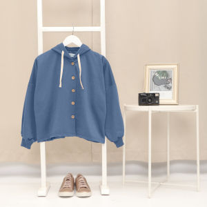 Hoodie Polos Wanita Semi Crop Bahan Flecee tebal