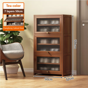 【On Hand】Bamboo Shoe Cabinet 3/5/7/9/11Layers Brown Acrylic Transparent 40+Pairs of Shoes Storage Shoe Rack Organizer