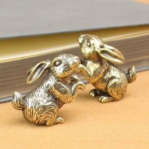 NCNC(OKDEALS01) Rabbit Zodiac Rabbit Figurines Mini Vintage Rabbit Ornament Zodiac Copper Home Decoration