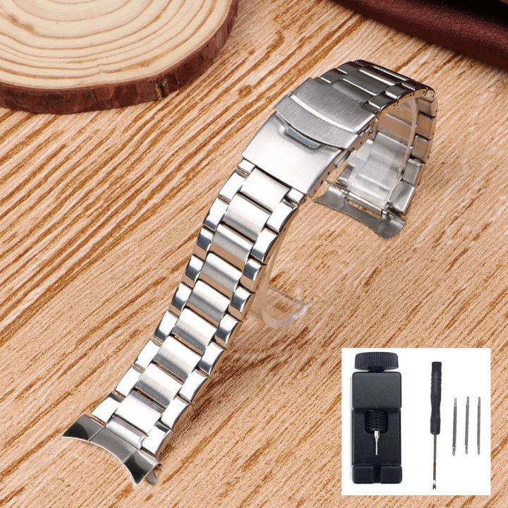 LANGLEY Watchband 22mm Stainless Steel Solid Watch Strap Arc Straight End Steel Bracelet Folding Buckle Universal Replacement Watch Band Chain 22mm Lazada
