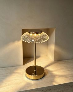 Modern Water Ripple Table Lamp Gold Metal Touch Control Ambient Light Mid Century Decor Bedside Night Light For Living Room Bedroom Dining Room Wedding Gift Aesthetic Room Decor