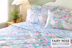 FAIRmaid ชุดเครื่องนอนยกเซ็ต ลาย Fairy Rose ที่นอน 6 ฟุต / 5 ฟุต / 3.5 ฟุต  (ผ้าปู ผ้านวมเย็บติด ปลอกหมอน ปลอกหมอนข้าง)