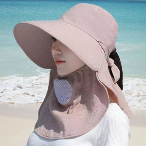 【Clementty】 Summer Hat Women Outdoor Cycling Sunshade Face Mask Wide Brim Breathable Suncreen Sun Hats Casual Sunhat Visor Uv Protection New