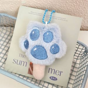 COLOO Soft Stuffed Cat Paw Popsicle Keychain Animal Kitten Fluffy Car Key Pendant Kawaii Ins Plush Doll Keyring Friends Birthday Gifts
