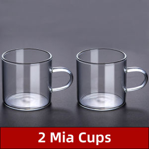 GIANXI Glass Mug Heat-resistant Tea Tumbler Clear Glassware Reusable Espresso Cups Outdoor Travel Teacup With Handle Anti-hot Shot Glass 130ML*2