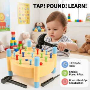 Kids Hammering Toy Set Toddler Pounding Nail Game Sensory Learning Fine Motor Skills Play