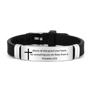 Inspirational Bible Verse Stainless Steel Bracelet/Motivational Wristband For Men Women/Christian Jewelry Gift Idea/Adjustable Bangle For Daily Wear
