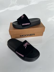 Dép quai ngang nam nữ dép MOONERISE thiết kế đơn giản chữ khâu chỉ nổi đế cao 4cm mã [ M 47 ]