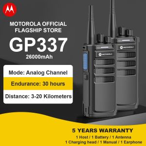 MOTOROLA GP337 Walkie Talkie Portable Two-Way Radio UHF Transceiver set (NTC Type Approved)walkie-talkies radio walkie talkie long range COD