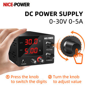 KUAIQU DC Power Supply 30V 5A 150W Mini Bench Power Supply 15V 10A 150W Adjustable Switch Power Supply Small size SPS-E305 with Encoder Knob Adjustment Button LED 3-digit Display for phone repair
