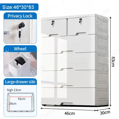 Jbos 46/53cm Drawer Storage Cabinet Durabox Upgrade Thicken Lockable Plastic clothes Organizer with wheels Home Wardrobe
